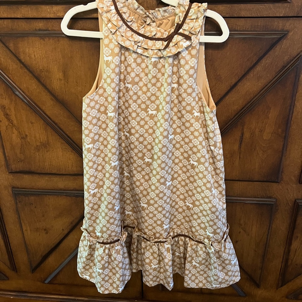 Girls tan equestrian Janie and Jack dress.